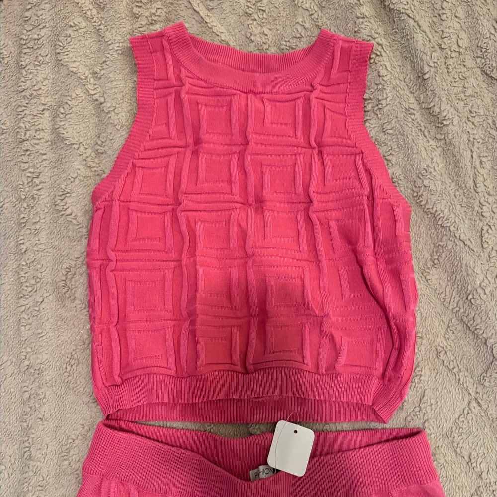 Fashion Nova Pink Textured Knit Set